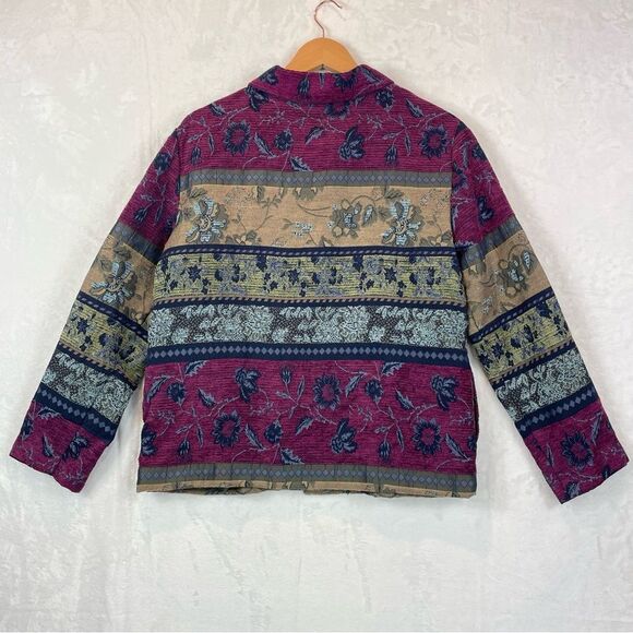 Vintage Koret Jacket 90s Jacquard Tapestry Floral Stripe Women’s 10 Medium - Picture 2 of 15